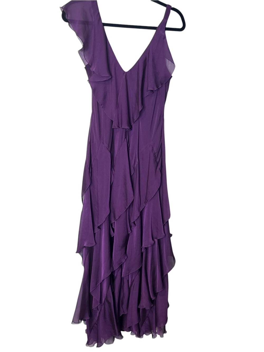 Vtg Purple Ruffle-Detail Women’s Dress maxi whimsical whimsigoth dark wedding